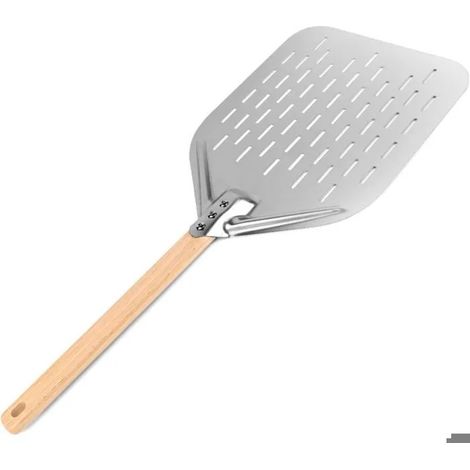 Pelle à pizza perforée en acier inoxydable de 30 cm (12 pouces), 40 x 30 cm, manche long, usage professionnel. (1/5)