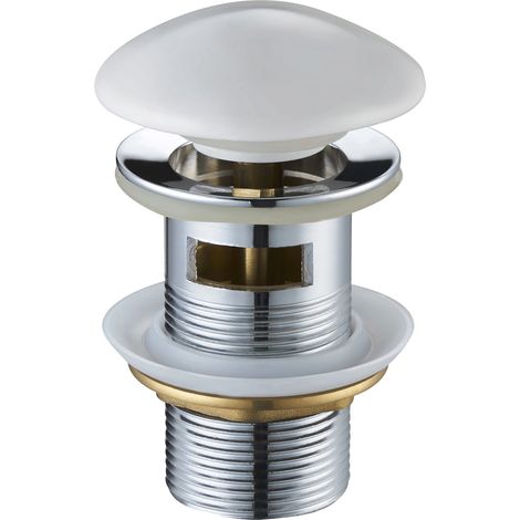 Mexen tappo clic-clac rotondo con troppopieno, bianco ceramico - 79920-25 (1/2)