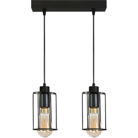 Lampada a sospensione, da soffitto, stile industriale, da loft, nera, Ingrid, 14-358 (1/2)