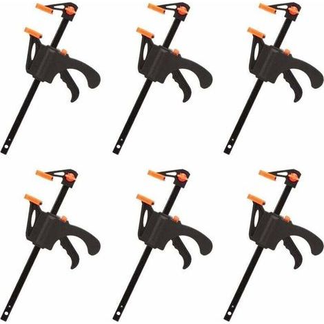 Clearance Sale: Set of 6 F-Shaped Clamps, Quick and Easy Clamping, Hand Tools for Woodworking, Wooden Doors (4 inches) (1/5)
