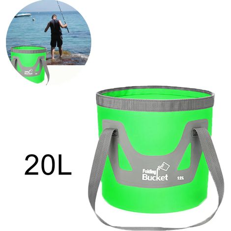 Secchio d'acqua pieghevole 20L, lavabo contenitore d'acqua pieghevole secchio da campeggio pieghevole per viaggi escursioni pesca giardinaggio lavaggio auto (verde) (1/4)