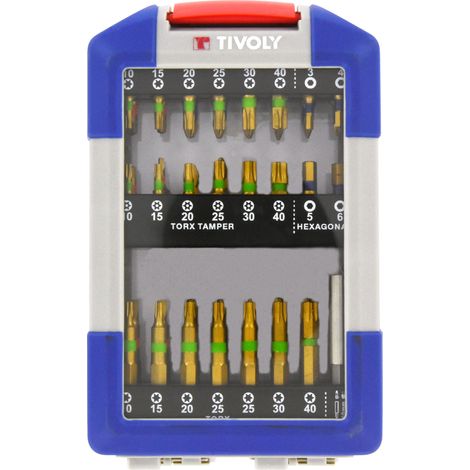 Tivoly • Set di punte per cacciavite in stagno 48 pezzi • 47 punte per cacciavite + 1 portapunte magnetico • Attacco esagonale Ø6,35 mm