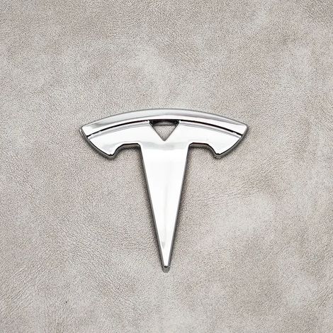 (Chrome pour volant) - Autocollant logo 3D ABS pour volant de voiture, emblème avant, capot, badge arrière, compatible avec Tesla Model Y, accessoires de remplacement (1/5)