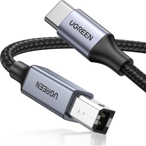Cavo per stampante ugreen usb c a usb b 20 2 m - grigionero