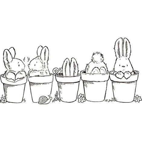 Osterhase-Silikonstempel mit Topfpflanze – ideal zum Basteln, Scrapbooking, Prägen, für Fotoalben, dekorative Papierkarten, Bastelarbeiten und als Geschenk.