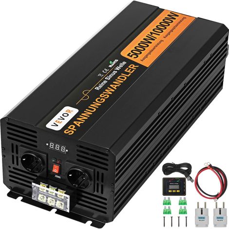 Onduleur Pur Sinus 5000W 24V DC vers 230V AC 50Hz, Puissance Crête 10000W pour Appareils et Système Solaire (1/5)