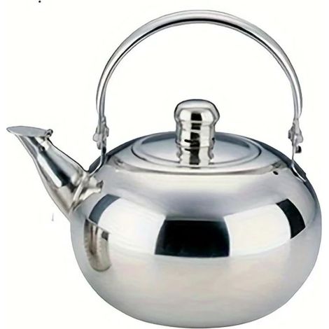 Théière en acier inoxydable facile à nettoyer - 1 l avec filtre amovible, paroi intérieure lisse pour un nettoyage rapide - Argenté (1/2)