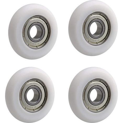 Lot de 4 roulements à billes, acier blanc 10 x 40 x 10 mm, charge 83 kg, pour portes et fenêtres coulissantes (1/4)