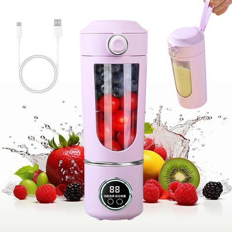 Mixeur portable de 700 ml - Petit extracteur de jus - Mixeur à smoothie à emporter avec affichage numérique - Rechargeable par USB - Presse-jus électrique portable - Mini blender pour smoothies (1/5)