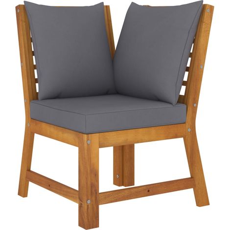 Canapé d'angle sectionnel,Banquette pour Salon,Sofa D'Angle avec coussin gris foncé Acacia solide MEMV419031 (1/5)