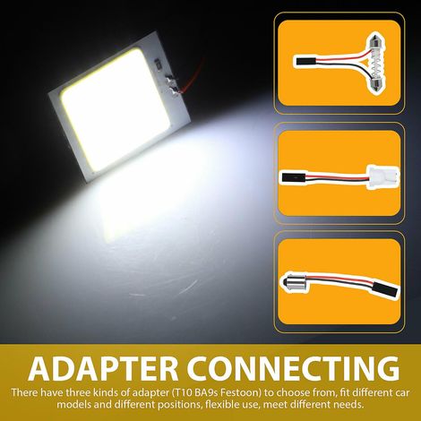 Lot de 10 ampoules LED blanches COB 48 SMD T10 BA9S pour éclairage intérieur de voiture (plafonnier, liseuse, etc.) - FFY (1/4)