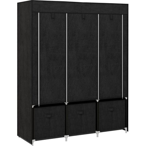 Armoire de rangement en tissu pliable avec 5 étagères, 2 tringles et 3 tiroirs en tissu 125L x 43l x 162.5H cm