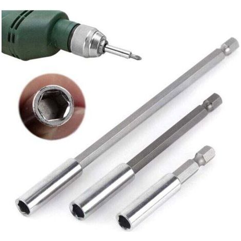 3Pcs 1/4 60/100/150mm Drill Bit Holder Magnetic Screwdriver Extension Screwdriver Hex Shank 60mm 100mm 150mm Screwdriver Bit Extension, nuts and all drill bits and hand screwdrivers..