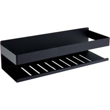 [JAMAIS UTILISÉ] Chariot de douche auto-adhésif de 30 cm, étagère de salle de bain sans perçage, chariot de douche auto-adhésif en acier inoxydable SUS304, noir mat (1/4)