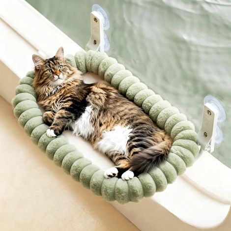 Elegant Hamac pour Chat Pliable - Hamac Chat Fenetre avec réversible et Lavable lit pour, lit de fenêtre avec 4 ventouses puissantes Supporte jusqu'à 18kg (Vert, L) (1/5)