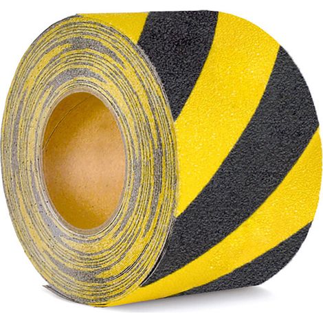 Moravia Revêtement antidérapant jaune/noir autocollant malléable rouleau 100 mm x 18,3 m (1/2)