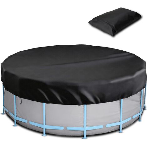 Round Pool Cover, Round Winter Pool Cover, Round Pool Cover Summer and Winter Cover for Swimming Pools Made of 210D Oxford, UV and Tear Resistant, Diameter 370 cm