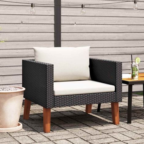 1-Sitzer-Gartensofa mit Auflagen Poly Rattan Schwarz (1/5)