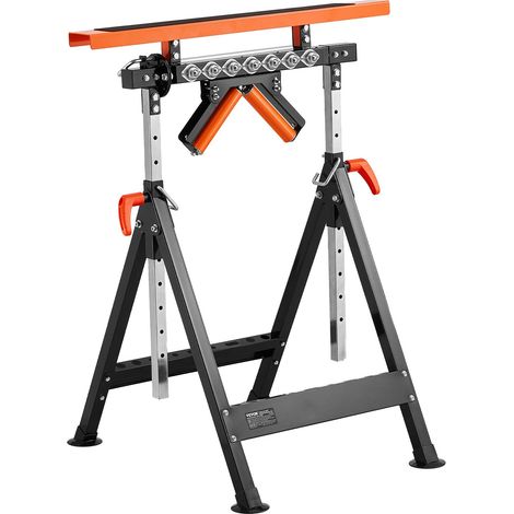 Tréteau Multifonction Capacité de Charge 200 kg Servante à Rouleaux Support à Rouleau Pliable Réglable 838,2-1270 mm avec Tête à Rouleau, pour Support Sortie Scie à Table pour Travail du Bois (1/5)