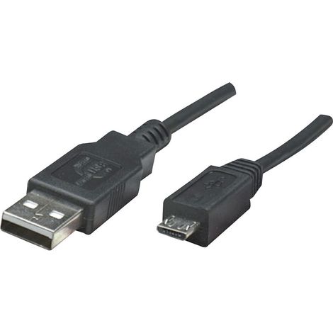 Manhattan USB-Kabel USB 2.0 USB-A Stecker, USB-Micro-B Stecker 1.80 m Schwarz UL-zertifiziert 30717 (1/5)