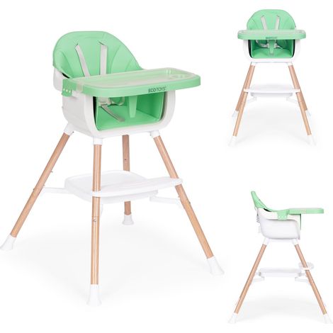 Chaise dalimentation enfant 2 en 1 verte ecotoys