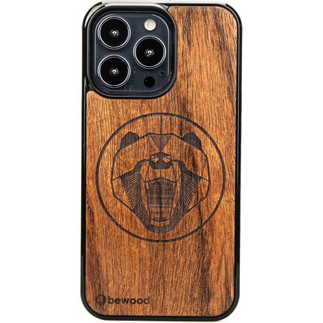 Holzhülle für iPhone 13 Pro Merbau Bär (1/3)