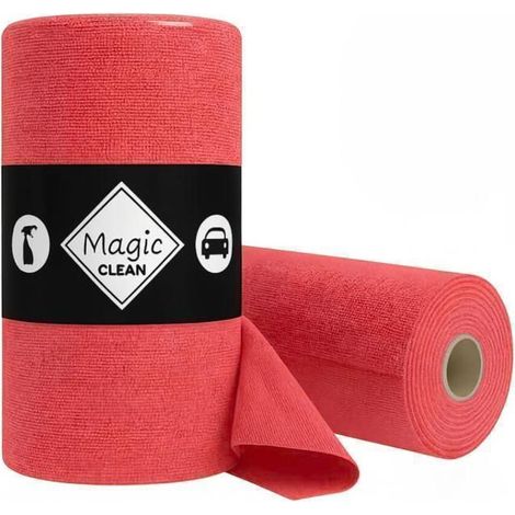 Chiffons microfibres, vitre, salle de bain, voiture, meuble, réutilisables, sans peluche - 75 feuilles déchirables 30x30cm rouge