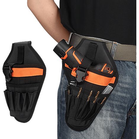Sacoche à outils orange pour perceuses électriques, étui à outils réglable