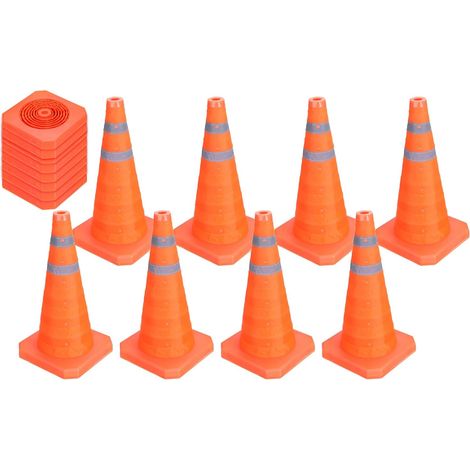 18" Cônes De Signalisation Pliables, Cônes De Sécurité Orange avec Collier Réfléchissant pour Parking Entraînement De Conduite Barrière d'urgence Routière (1/5)