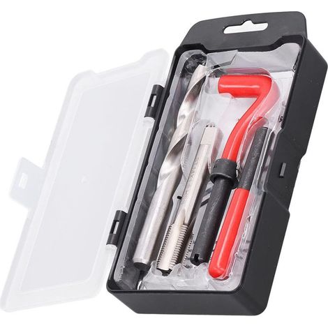 15 pièces Kit de réparation de filetage, insert M14x1,50 mm en acier inoxydable, taraud et foret HSS, pour réparation de filetage automobile (1/5)
