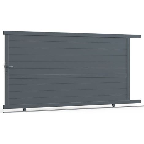Portail Coulissant ALU Bordeaux passage 3m50 ou 4m00 - Ht 1m70 - Gris (1/5)