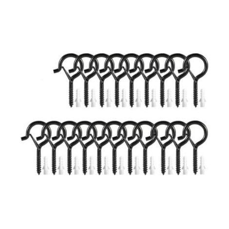 RHG Lot de 20 crochets à visser Noir 4 mm x 55 mm (1/5)
