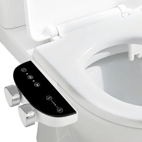 Abattant Bidet électrique pour WC, avec Double buse autonettoyante, Eau Chaude/Froide, Nettoyage séparé pour l'arrière et la vulve, Fixation sur abattant, Montage Facile. (1/5)