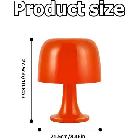 Lampe de Table Orange avec Douille E27 forme Mushroom 21.5x27.5cm (1/5)