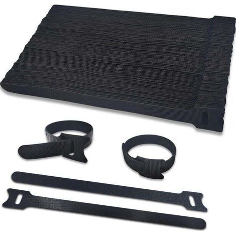 Vakuum-100 attaches de câble Velcro, 200 mm x 12 mm, réutilisables, faciles à couper, pratiques pour ranger et organiser tous les câbles. (1/4)