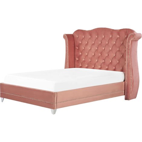 Bed Velvet AYETTE 160 x 200 cm (EU King Size) Pink (1/5)