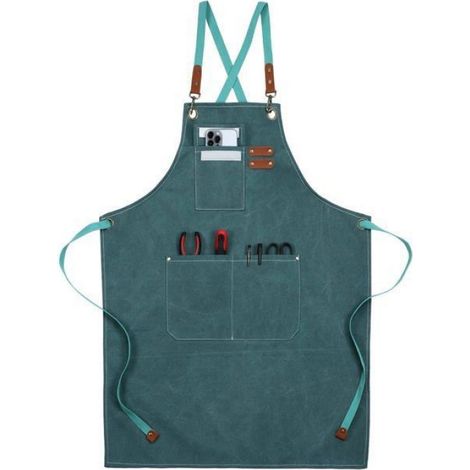 Tablier De Travail - Toile Épaisse Imperméable - 3 Poches À Outils Avec Velcro Et Lanières En Cuir - Unitaire (1/5)