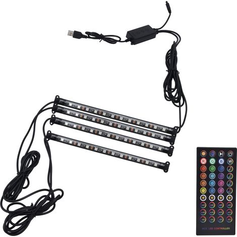 Bande LED RGBW pour éclairage intérieur de voiture avec mode musique, éclairage d'ambiance, connexion USB, Bluetooth et application de contrôle à distance. (1/5)