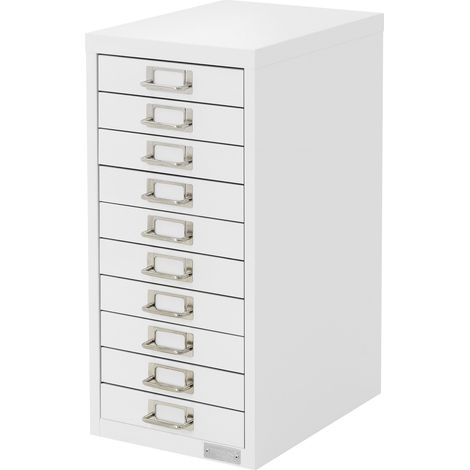 ML-Design Archivador de Oficina 28x38x60cm Acero Blanco Armario Independiente con 10 Cajones para DIN A4 con Portaetiquetas, Clasificador Auxiliar Metálico Mueble Fichero para Archivo de Documentos (1/5)