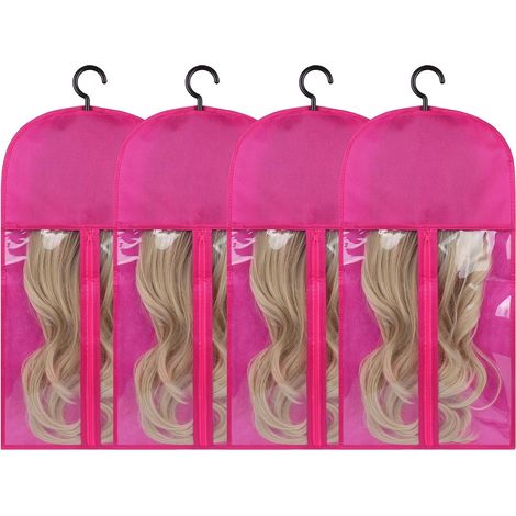 Bolsa de almacenamiento de pelucas de 4 piezas, bolsa para pelucas con soporte para pelucas, bolsa para pelucas a prueba de polvo, bolsa para pelucas impermeable, bolsa de almacenamiento de pelucas po (1/5)