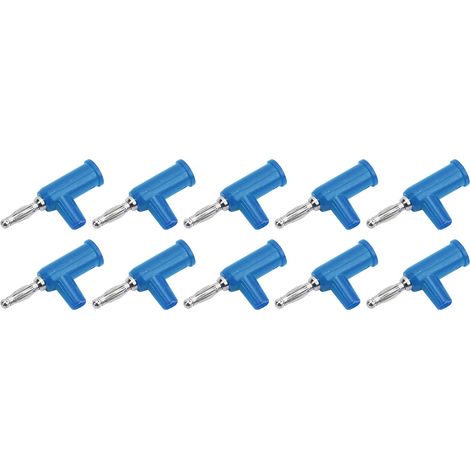 Lot de 10 fiches bananes sans soudure en laiton ABS, à vis ouverte, pour onduleurs, 4 mm, bleu (1/5)