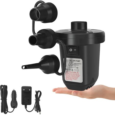 Pompe à air électrique, Pompe à air électrique Haute Puissance 220-240V / 130w pour Matelas Gonflable Piscine Jouets de Plage avec 3 Buses de Taille (1/5)