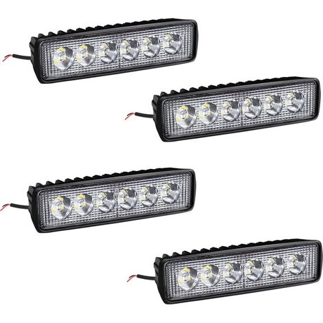 4 X 18W LED phares de travail barre lumineuse phare de travail - LED feux auxiliaires IP67 aluminium pour réflecteur tracteur agricole tout terrain-Fei Yu (1/5)