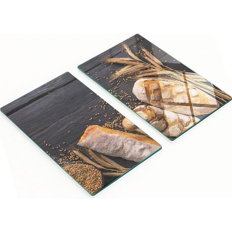 Tablas de pan decorativas multifuncionales de vidrio y madera para cocina, 2x30x52 cm