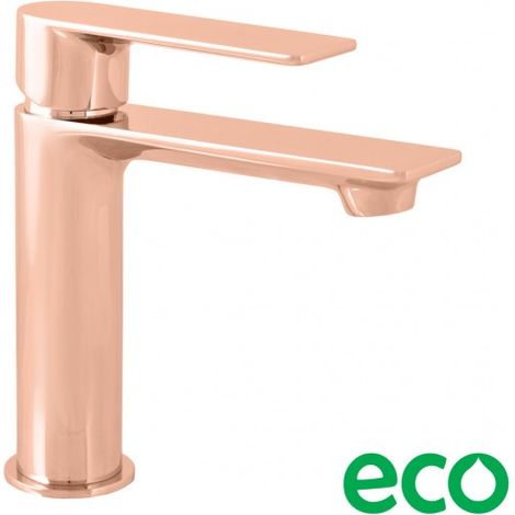 Mitigeur lavabo NIL en laiton rose gold poli sans siphon (1/2)