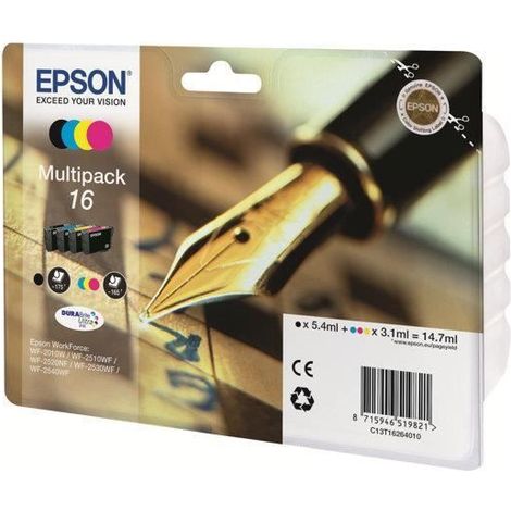 EPSON Multipack T1626 - Stylo Plume - Noir, Cyan, Magenta, Jaune (1/2)