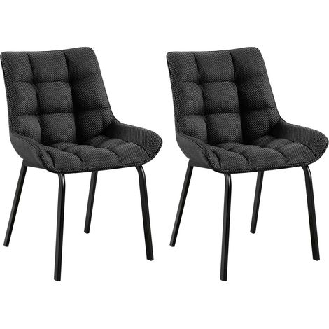 Juego de 2 sillas de comedor en tela gris titanio generosamente acolchadas patas de metal negro 100007571 (1/5)