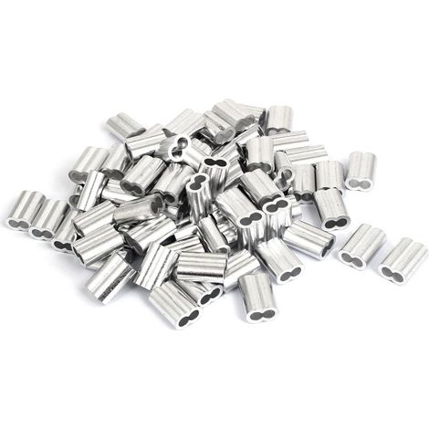 1/4'' Double Loch Aluminium Presshülse Drahtseilklemme Clip 80 Pièces