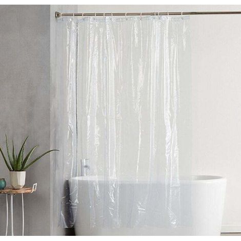 Duschvorhang-Einlage, 180 x 200 cm – Wasserdichter, transparenter Duschvorhang mit 12 rostfreien Ösen für Bad und Dusche – Crezuo
