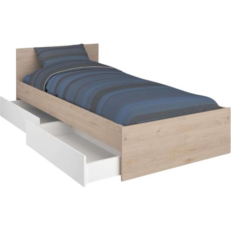 Cama Juvenil Child en color Roble Jackson con 2 cajones 90x190 cm